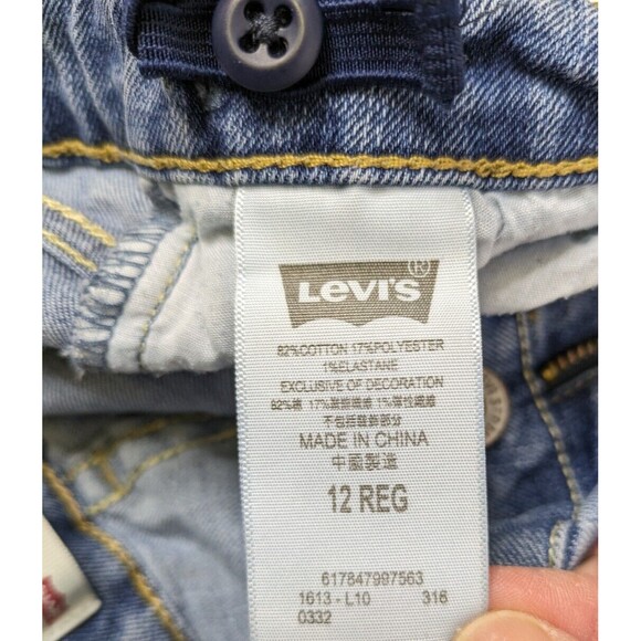 Levis 711 Skinny Girls Size 12 Adjustable Waist Light Wash Distressed Denim - Picture 5 of 11